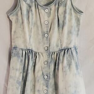 Hollister Junior Blue Denim Structured Acid Wash Dress Tank Lightweight Size XS